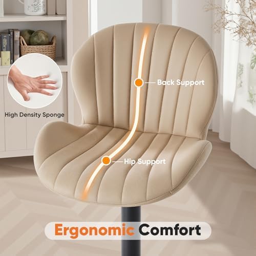 Sweetcrispy Bar Stools Set of 4, Swivel Adjustable Height Fabric Bar Chair