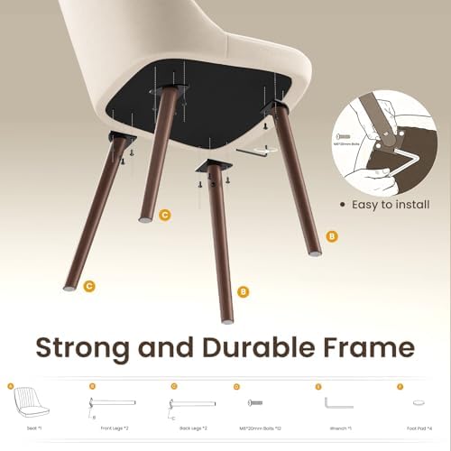 MALOL Upholstered Dining Chairs Set of 4, Modern Fabric Kitchen Chairs with B...
