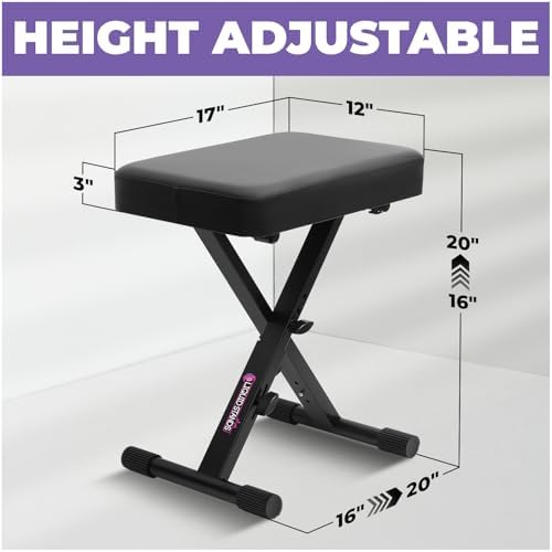 Liquid Stands Foldable Adjustable Piano Bench X-Style for Musicians