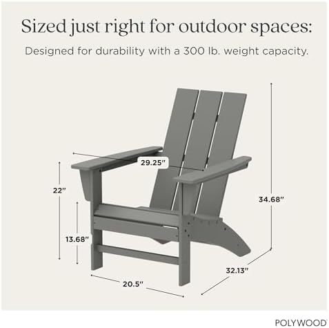 POLYWOOD Modern Adirondack Chair – All-Weather Outdoor Lawn Adirondack Chairs...