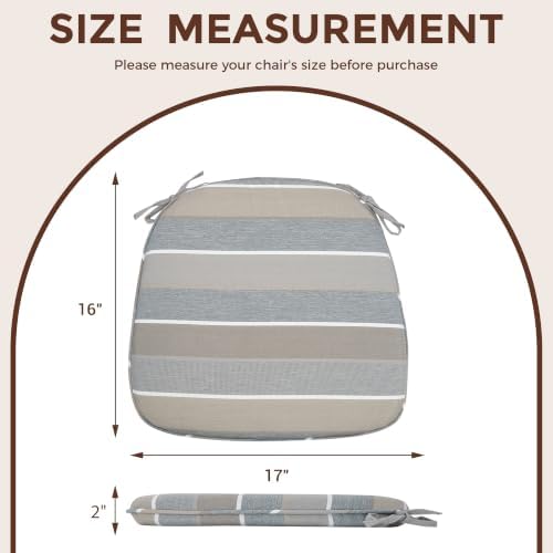 FUNHOME Indoor/Outdoor Chair Cushions Set of 2, 17x16x2Inch-Grey Stripe