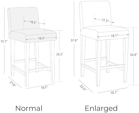 CHITA Counter Height Bar Stools Set of 2, 27" H Seat Height Upholstered ...