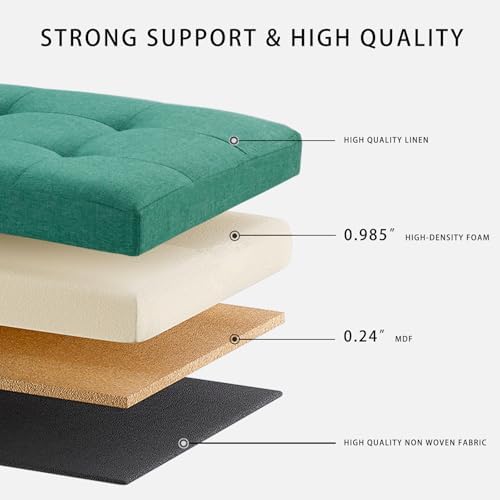 HAUSFRAU Ottoman with Storage Bench Folding Foot Rest Stool Linen Gray