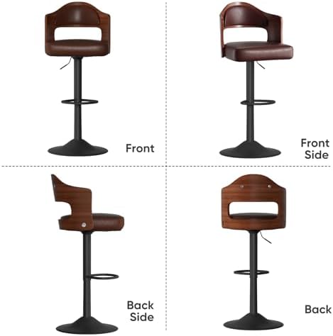 Swivel Bar Stools Set of 4,Bentwood Adjustable Height Barstools