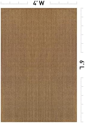 Rugshop Modern Diamond Grid Area Rug for Patio Natural/Jute 4' x 6'
