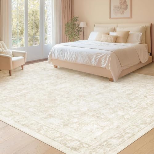 8x10 Area Rugs for Living Room: Washable Large Vintage Floral Rug Low Pile No...