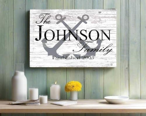 Custom Beach House Sign or Lake Home Sign - Name and Established Date - Solid...