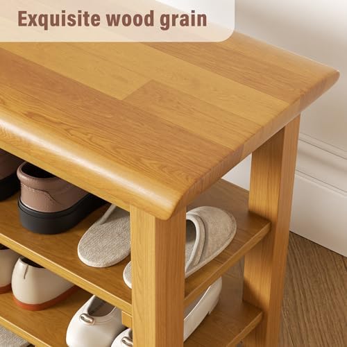 Shoe Rack Bench Mid Century Modern 2-Tier Shoe Rack Organizer for Entryway Ha...