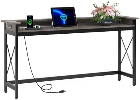 Tribesigns Sofa Table with Outlets and USB Ports, 70.9 inch Extra Long Consol...