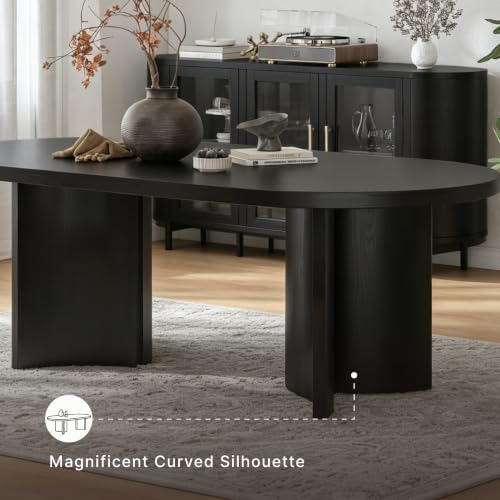Signature Design by Ashley Rowanbeck Minimalist Dining Table for 8 People, Black