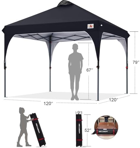 ABCCANOPY 10x10 Pop up Canopy Tent Instant Outdoor Shelter, Dark Black