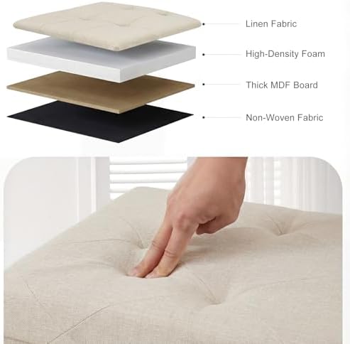 DUMOS 43 Inch Folding Storage Ottoman Bench, Large Ottoman with Storage