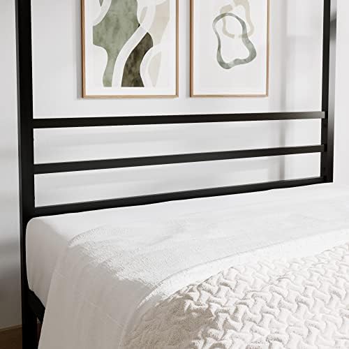 ikalido Full Size Metal Canopy Bed Frame, Heavy-Duty Support, Black