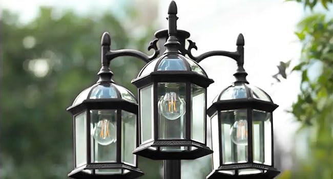 Aluminum Outdoor Lamp Post Birdcage, Hardwired Street Light Post for Outside,...