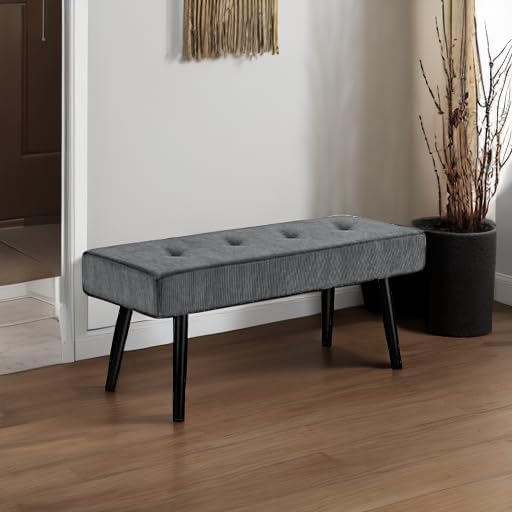 Comfy to go Entryway Bench - Grey Bench for Bedroom, Modern Ottoman End of Be...