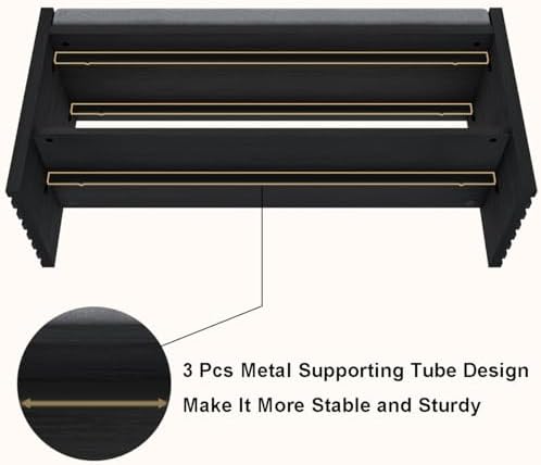 BON AUGURE 40" Entryway Shoe Bench with Storage & Cushion, Modern Fl...