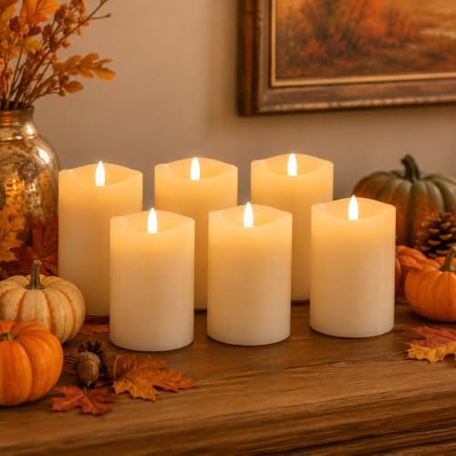 3 x 4 Inch Flameless Candles with Remote Set of 6 for Wedding Decor