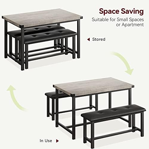 IDEALHOUSE Dining Table Set for 4, Kitchen Table with Upholstered Bench, 3 Pi...
