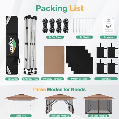 COBIZI 12x12 Pop Up Gazebos On Clearance - Upgrade Easy Up Metal Outdoor Gaze...