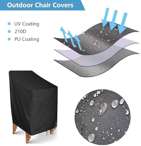 Outdoor Chair Covers, 4 Pack Waterproof Patio Stackable Chair Cover Outdoor P...