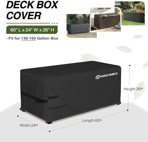 Porch Shield Patio Deck Box Storage Cover 60 x 24 x26 inch, Black