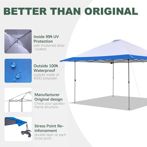 Blue 13x13 FT Replacement Canopy Cover with Air Vent Silver Coated