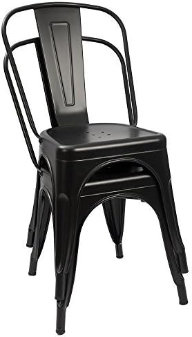 Furmax Metal Dining Chair Indoor-Outdoor Use Stackable Classic Trattoria Chai...