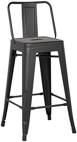 AC Pacific 30” Metal Barstool Set of 2 – Country Rustic Style with Low Back, ...