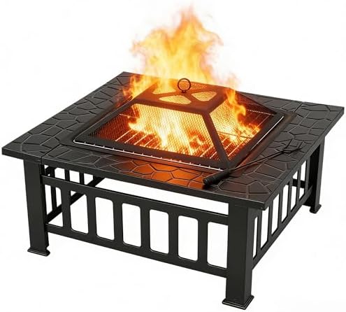 ZENY 32 inch Outdoor Fire Pit with Grill