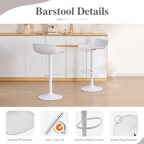 YOUNIKE Bar Stools Set of 2 Counter Height Chairs Modern Barstools White