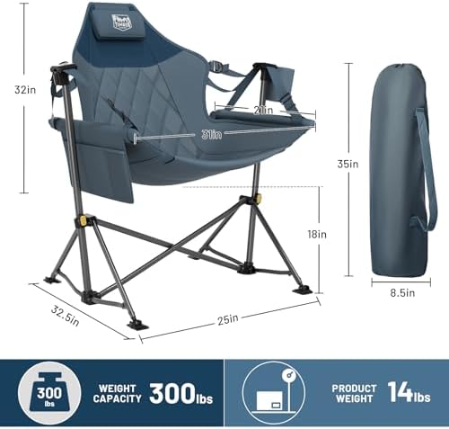 TIMBER RIDGE Hammock Camping Chair with Adjustable Backrest, Heavy Duty Foldi...