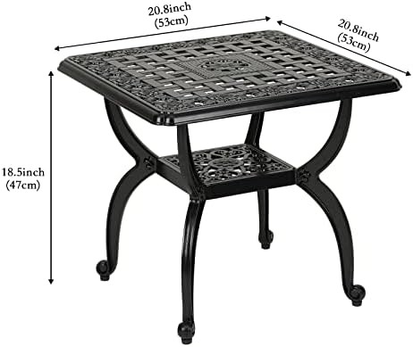 YKSY&YKSY Jardin DE Centennial Cast Aluminum Outdoor Side Table,Anti-Rust...