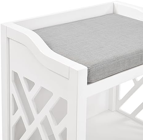Alaterre Furniture Coventry Bench Stool with Cushion - Pine Wood Bench for En...