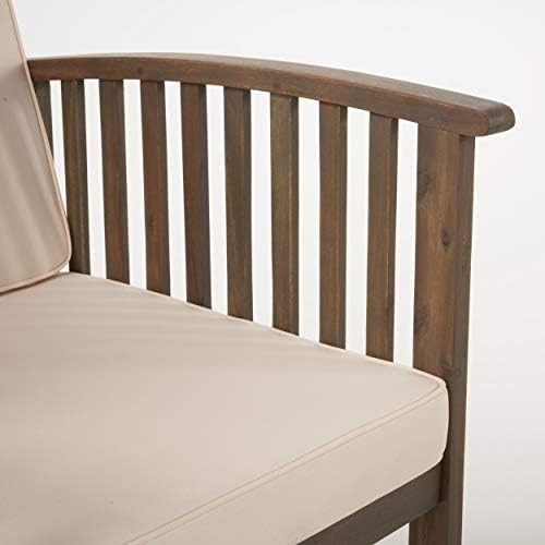 Christopher Knight Home Carolina Acacia Chat Set, 4-Pcs Set, Grey Finish / Cream