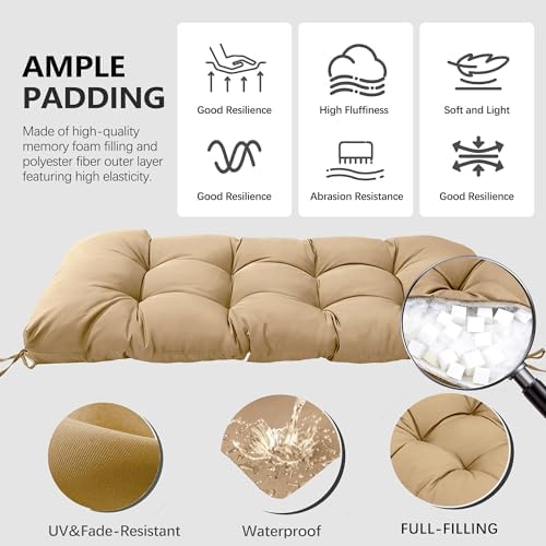 Yddsky 3Pcs Wicker Chair Cushion Sets for Patio Furniture,Khaki,47*19*4'&...