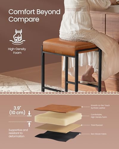 VASAGLE Bar Stools Set of 2, Counter Height, PU Leather, 26-Inch