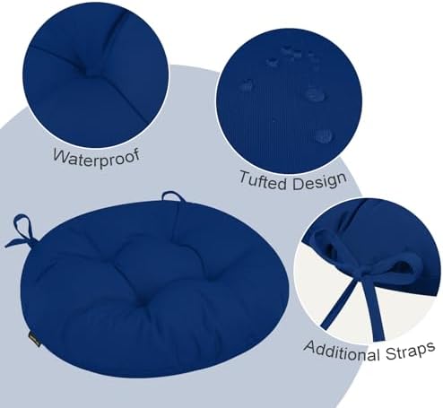 idee-home Outdoor Bistro Chair Cushions Set of 2, Round Seat Cushions