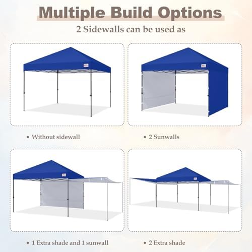 MASTERCANOPY 10x10 Pop Up Canopy Tent with 2 Shelters，230 Sq ft Blue