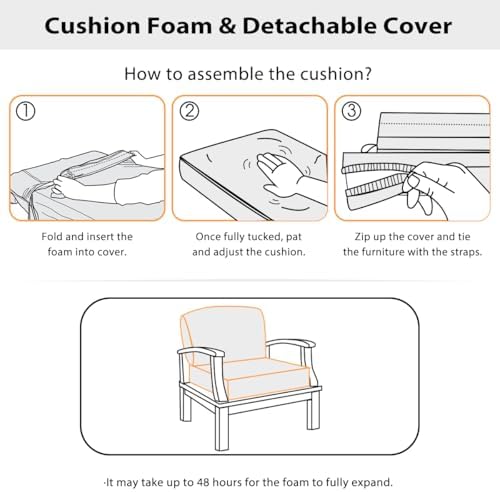 6 Inch Thick Olefin Deep Seat Cushion, Patio Cushion Dark Blue 25.5x25.5
