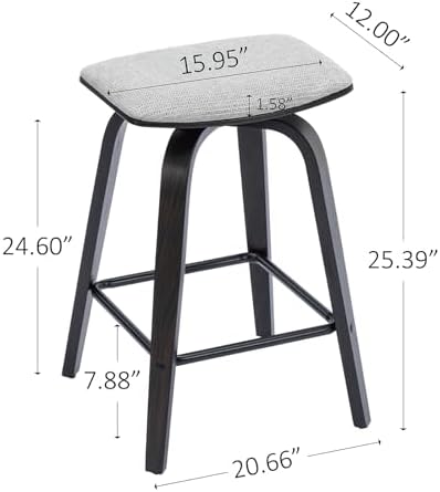 Swivel Bar Stools Set of 2 for Island Kitchen, Modern 26" Backless Count...
