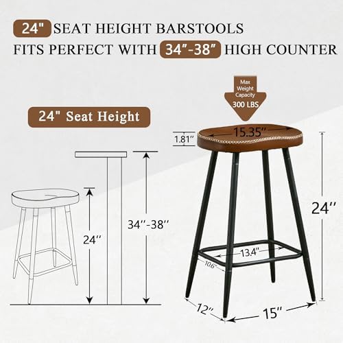 Counter Height Stools Set of 3, 24 Inch Barstools for kitchen island