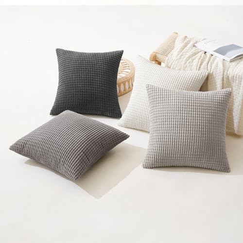 MIULEE Neutral Decorative Pillow Covers 20x20 Inch Set of 4 Modern Grey