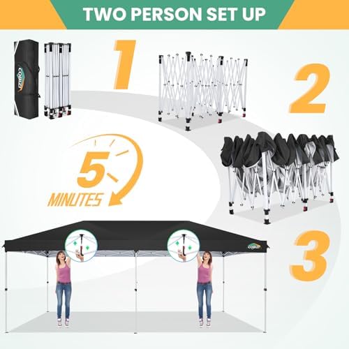 cobizi 10x20 pop up canopy tent with one shown in use