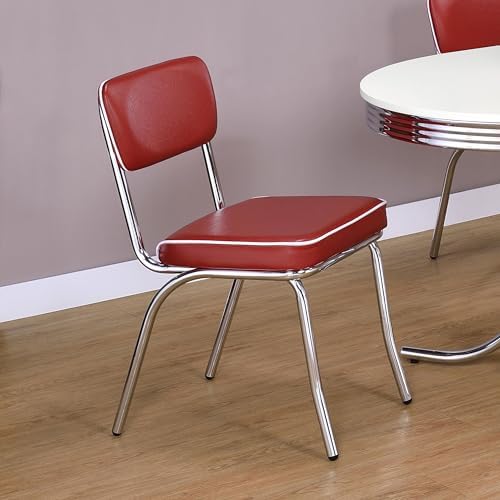 Coaster Home Furnishings Retro Set of 2 Open Back Dining Side Chairs Faux Lea...