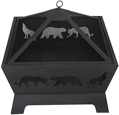 LEMY 26 Inch Fire Pit for Outside,Square Firepit Wood Burning Fireplace Heavy...