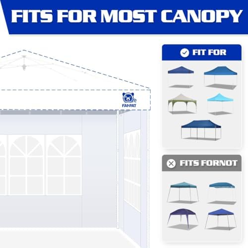 FANPAT Church Sidewalls for 10x10 Pop Up Canopy, White(3Pcs Sidewalls Only)
