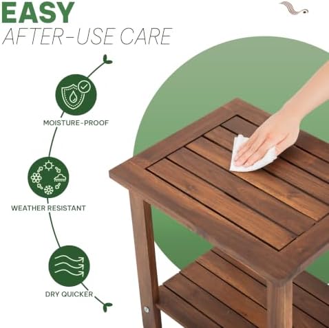 Acacia Wood Adirondack Side Table, 2-Tier Outdoor End Table - Walnut