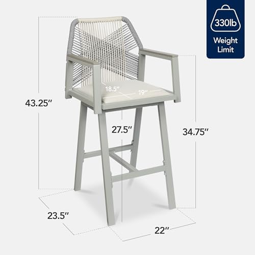 Best Choice Products Outdoor Bar Stools Set of 2, Bar Height, 360° Swivel Alu...