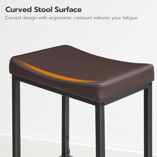 HOOBRO Bar Chairs, Set of 2 Counter Height Saddle Stools with Curved Surface,...