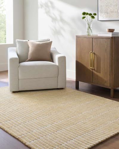 Hauteloom Finial Wool Living Room, Bedroom Area Rug - Neutral Modern Minimali...